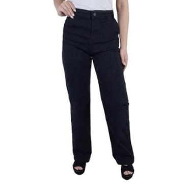 Imagem de Calça Feminina Aeropostale Sarja Wide Leg Preta - 98111-Feminino