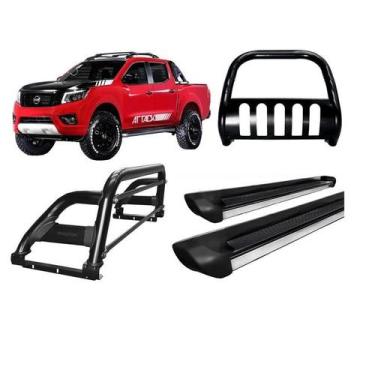 Imagem de Kit Quebra Mato Santo Antonio H2 Estribo Frontier 16/20 Preto - HOZZ