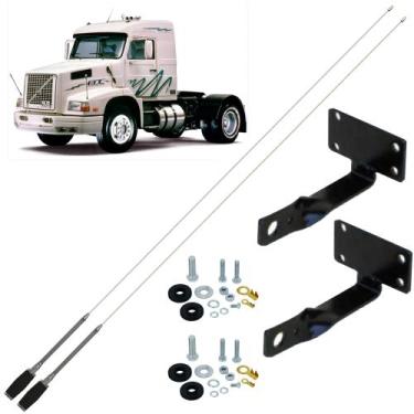 Imagem de 2 Antena Móvel Px Inox Mini Maria Mole 1,40m Alongador 15cm Suporte Vo