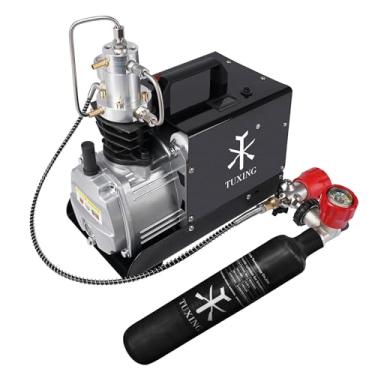 Imagem de TUXING Bomba de compressor de ar de alta pressão, bomba de ar elétrica 110V 30Mpa Rifle de ar PCP 4500PSI Paintball Estação de enchimento para combate a incêndio e mergulho (TXES022)