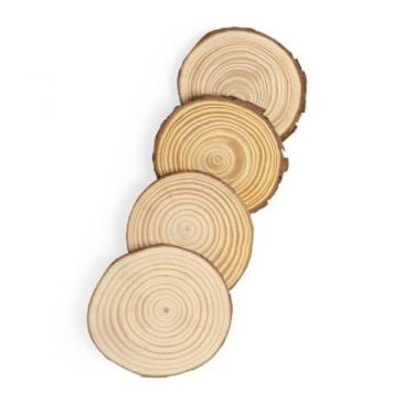 Imagem de 6 Porta Copos Rústico Bolacha de Madeira Decoração
