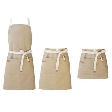 Imagem de Avental Bege Caqui Cintura Algodao Cafeteria Bar Vegano 3un - CASACHA