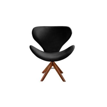 Imagem de Poltrona Decorativa Isis Cadeira Egg Swan Pé Giratório de Madeira - Be