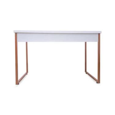 Imagem de Mesa de Escritório Office Estilo Industrial  Branco com pés cobre - JD