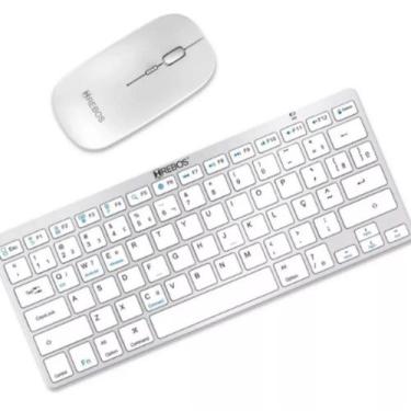 Imagem de Kit Mini Teclado E Mouse Bluetooth Sem Fio Slim P/ Tablet Notebook - H