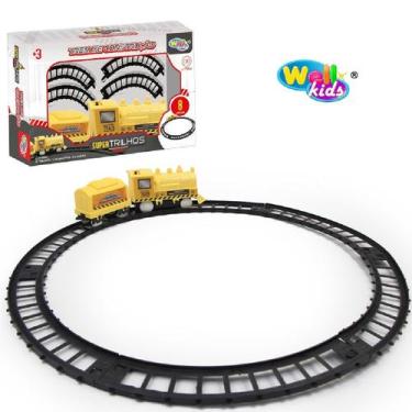 Imagem de Trem Locomotiva Construção brinquedo Pilha 8 Pçs novidade  - Filó Moda