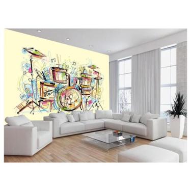 Imagem de Papel De Parede 3D Musica Bateria Arte Desenho 3,5M Mus82 - Você Decor