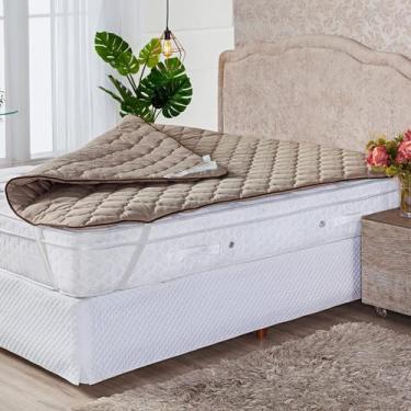 Imagem de Protetor Pillow Top Caqui Casal Padrão Super Volumoso 300 Gramas/m² - 