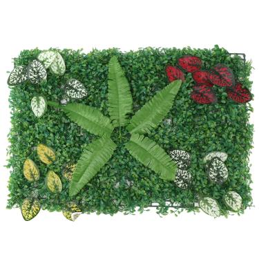 Imagem de Painel de Parede de Grama Artificial, Decoração de Parede de Planta Externa Interna, Cenário Falso de Vegetação para Decoração de Casamento Em Casa (Tipo 1)
