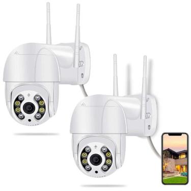Imagem de Kit 2 Câmeras Segurança Visão Noturna Teto Parede Wifi app - Jortan