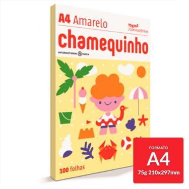 Imagem de Papel Sulfite Chamequinho AMARELO 75g/m  A4 21x29,7cm 100 FL - IPAPER