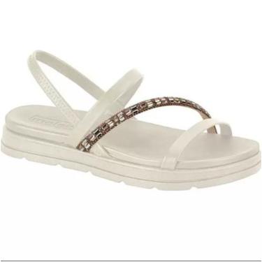 Imagem de Sandalia moleca feminina papete com brilho, Branco, 36