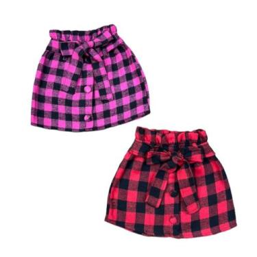 Imagem de Combo 2 Saias Infantil Modinha Roupa Xadrez De Blogueirinha - Ak Fashi