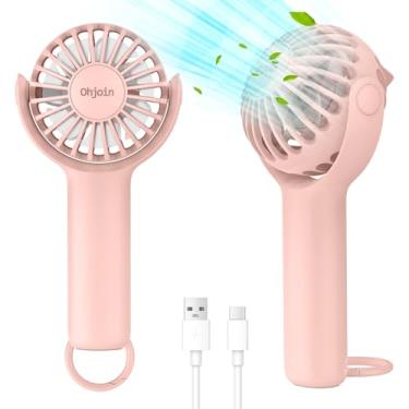 Imagem de Ohjoin Mini ventilador portátil 2 em 1 com suporte para chaveiro, ventilador de refrigeração pessoal poderoso, pequeno ventilador de mesa operado por bateria, ventilador de mão silencioso,