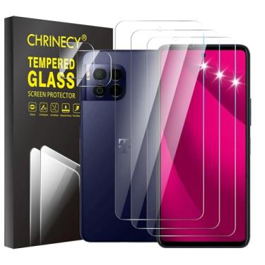 Imagem de CHRINECY [3+2] Pacote com 3 protetores de tela para T-Mobile Revvl 7 Pro 5G com 2 protetores de lente de câmera, rigidez 9H, antiarranhões, compatível com capas, clareza HD premium