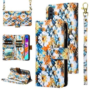 Imagem de Furill Capa carteira para Samsung Galaxy A9 2018 com alça de pulso alça de ombro transversal flor couro 6+ compartimentos para cartões bolsa com zíper suporte para cartão capa de telefone 9A Star Pro