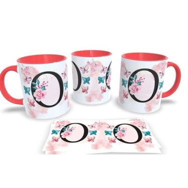 Imagem de Caneca Vermelha de Porcelana Personalizadas Alfabeto iniciais Nomes (O)