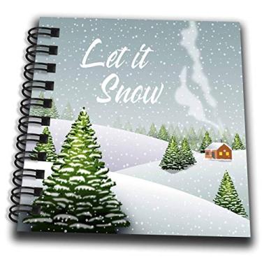 Imagem de 3dRose db_299459_3 Queda de neve de inverno, árvores de abeto, casa pequena. Bloco de notas Let it Snow White Text-Mini Notepad, 10 x 10 cm, multicolorido