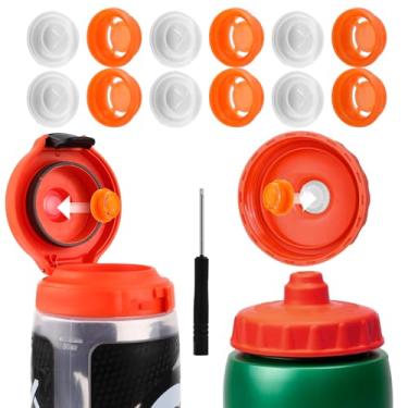 Imagem de 6 válvulas de borracha dispensadoras compatíveis com garrafa de água Gatorade, tampa de substituição de válvula de silicone para Gatorade GX 850 g e garrafa de apertar inserções de plástico e chave de