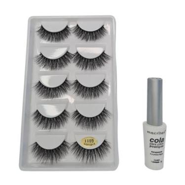 Imagem de Kit Macrilan Cola Cílios Postiços+Cílios 3D 5 Pares G811