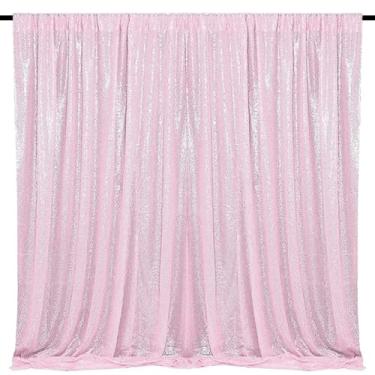 Imagem de HMQIANG Pano de fundo de lantejoulas rosa 2,5 m x 3,5 m, 1 painel com glitter, fundo de foto brilhante para decoração de festa de casamento, dia dos namorados