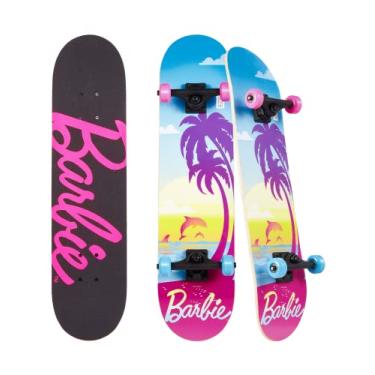 Imagem de Skate Barbie com fita adesiva gráfica impressa – Ótimo para crianças e adolescentes, skate Cruiser com rolamentos ABEC 5, deck durável, rodas lisas