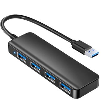 Imagem de Hub USB 3.0, adaptador multiportas USB, hub de porta USB, divisor USB para laptop, PC, MacBook, Mac Pro, Mac Mini, iMac, Surface Pro e mais (preto-USB 3.0/0,3 m)