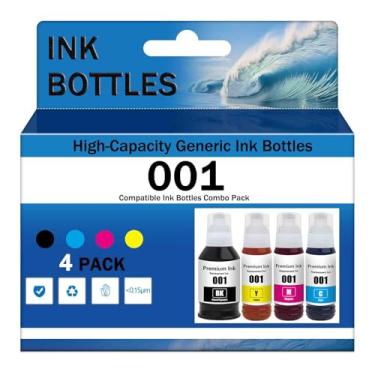 Imagem de STUYKDIA Tinta 001 compatível com Epson 001 embalagem múltipla para Epson L4150 L4156 L4160 L4266 L6160 L6170 L6190 L6191 L6260 L6270 L6290 L6291 L141 Impressora 50 Alto volume de impressão, conjunto