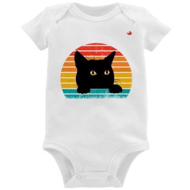 Imagem de Body Bebê Gato Vintage Sunset - Foca na Moda, Branco, P
