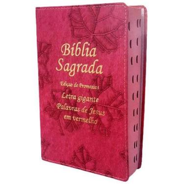 Imagem de Bíblia Sagrada capa de Couro Pink Folhas - SBB