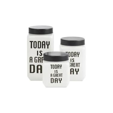 Imagem de Jogo De 3 Potes Herméticos De Vidro Branco Today Hauskraft