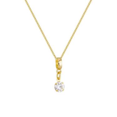 Imagem de Colar Pingente Ponto de Luz Banhado a Ouro 18k - Work Semijoias, 50 cm