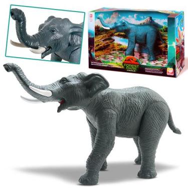 Imagem de Elefante Brinquedo Boneco Articulado Realista Em Vinil 28cm - Silmar