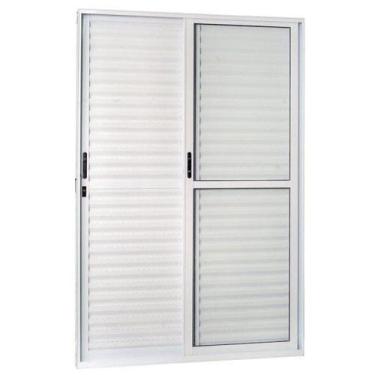Imagem de Porta de Aluminio Veneziana de Correr 210x120cm 3 Folhas 1 Fixa com Vi