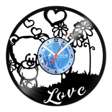 Imagem de Relógio De Parede Disco Vinil Infantil - Ursinho Love - VIN-033 - Mode