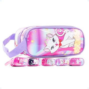 Imagem de Estojo Escolar Organizador Box Jumbo Duplo Com 2 Divisórias - Hxt, Gat