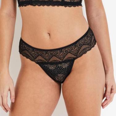 Imagem de Calcinha de Renda Tanga Cintura Baixa Lovely Liz 50554, M, Preto
