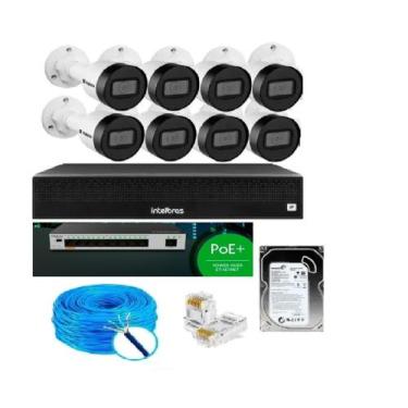 Imagem de Kit Cftv 8 Câmeras Ip Intebras Vipc 1230B Nvd Intelbras 1408 1tb