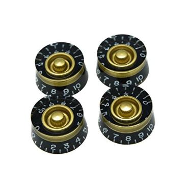 Imagem de Dopro 4 botões de controle de guitarra preto métrico LP com mostrador de velocidade personalizado dourado para guitarra Epiphone Les Paul/Importado com potes divididos grossos de 5,8 mm
