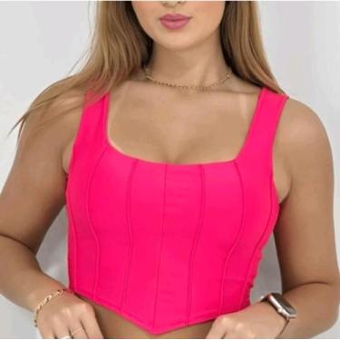 Imagem de Cropped corset bico v corselete com bojo - estacao, Pink, u
