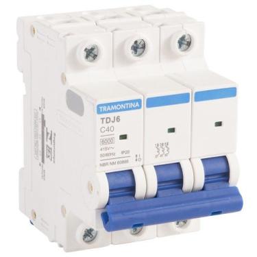 Imagem de Disjuntor Tripolar DIN 3P 40A Branco TDJ6 6kA com Curva C Tramontina
