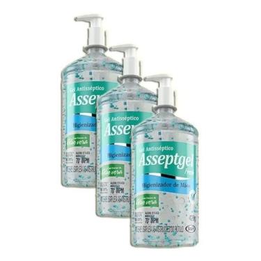 Imagem de Álcool Em Gel Antisséptico 420gr Asseptgel Fresh Blue Kit 3, ÁlcoolEmG