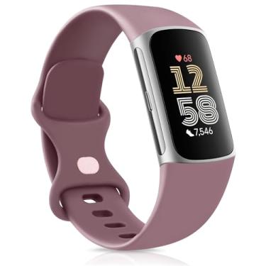 Imagem de Meliya Pulseiras esportivas de substituição para Fitbit Charge 6/Charge 5 (violeta, pequena)
