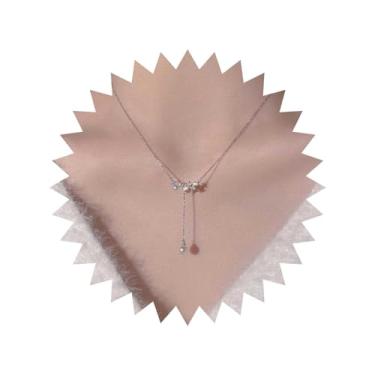 Imagem de Sttiafay Colar com pingente de pérola Boho Y Lariat colar de prata strass pérola gargantilha colar pérola brincos de casamento corrente joia para mulheres, Zinco, Sem Pedra Preciosa