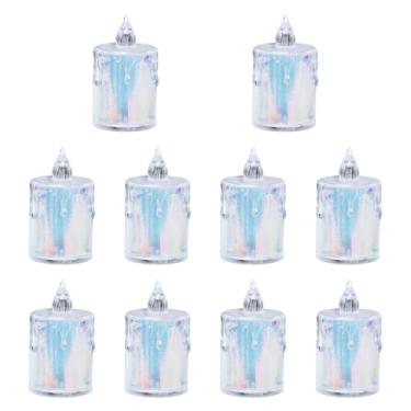 Imagem de Ioensy Vela sem led luz de chá vela festa favores peça central vela falsa eletrônica led pilar vela para interior ao ar livre, 3.6x6.5cm