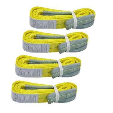 Imagem de Pacote com 4 tiras de elevação de 5 cm x 90 cm, tiras de ajuste de poliéster de 2 camadas, capacidade de carga de 2,812 kg estilingue plano para talha, tocos de árvores, carga pesada