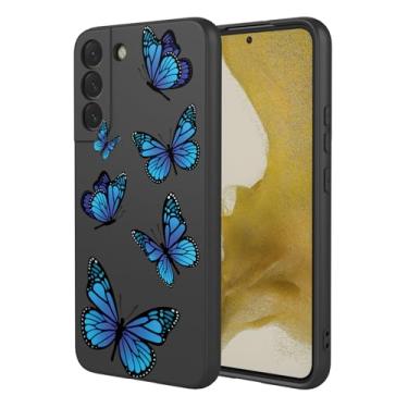 Imagem de HTXWXJC Capa de celular para Galaxy S22 Plus, capa para Samsung S22+ SM-S906U, à prova de choque, flexível, amortecedor, capa macia de TPU com estampa de borboleta para Samsung Galaxy S22 Plus,