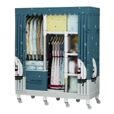 Imagem de Guarda-roupa Armário de guarda-roupa portátil sobre rodas armário de pé grande capacidade armário de armazenamento de roupas móveis organizador de armazenamento armário