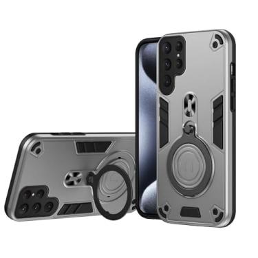 Imagem de Capa para Samsung Galaxy A55 S24 Ultra S23FE A54 A15 A05 A05S A14 5G 4G Carro Magnético 360° Rotate Ring holder Armor Phone Cover, cinza, para Samsung A 05S