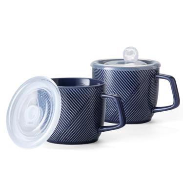 Imagem de Adewnest Tigela de sopa de cerâmica com tampa: tigela de sopa segura para micro-ondas com alça para sobras de ramen de cereais - caneca de sopa extra grande para micro-ondas para café da manhã almoço